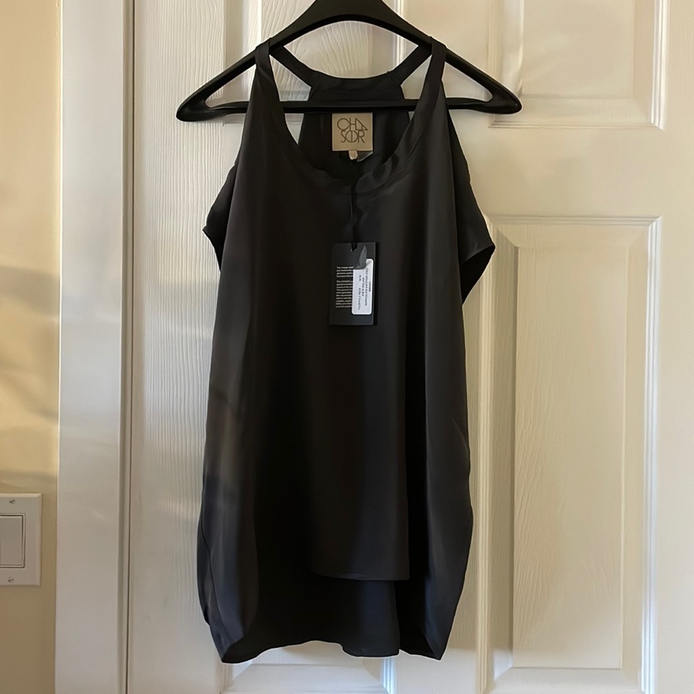 Chaser SILK cold shoulder dolman top vintage black